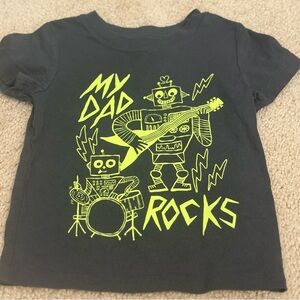 Cat & Jack Black Tee with Neon Yellow Robot Design